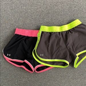2 pairs Under Armour heat gear shorts